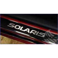 Наклейки на пороги Hyundai Solaris 1
